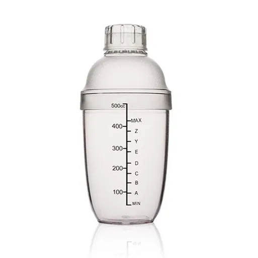 Plastic Shaker Cocktail 500cc / 17 oz Drink Mixer with Marks Clear Milk Tea Wine Shaker Bar Mixing Tool (17 oz *1pcs)