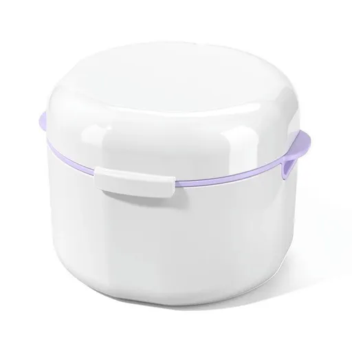 2 pcs Denture Storage Box Denture Cleaner Container Denture Retainer Case Portable Double Layer Hollow Drain Braces Box