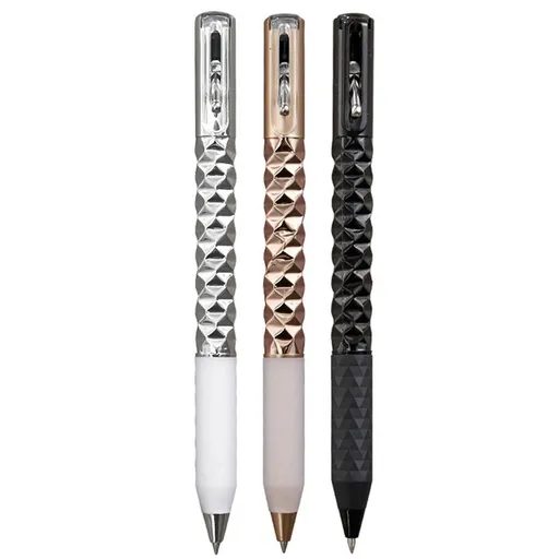 Geometric Metal Crinkle Pen Fidget, Stress Relief Shape Shifting Switchpen, 0.5mm Retractable Gel Pen, Multicolor