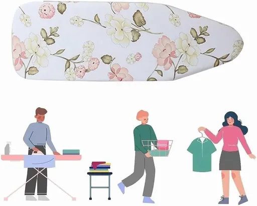 Ironing Board Cover Replacement, Padded Cotton Scorch Resistant Laundry Cover, Peony 43 x 16 In