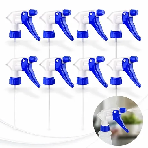 8Pcs Plastic Spray Bottles,Universal Spray Bottle Replacement Nozzle,Bottle Tops Only,Blue Resistant Head Sprayer for Heavy Duty,Commercial,Home Cleaning Solutions