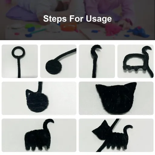 100Pcs Pipe Cleaner Colourful Woolen Twisting Stick Interaction Intellectual Development for Arts DIY Handmade Bouquets Black