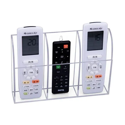 Clear Acrylic Wall Mounted Remote Control Holder and Media Organizer