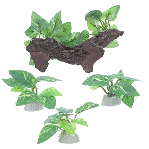 4Pcs Aquarium Driftwood Branches with Fish Cave Design for Natural Freshwater Aquarium Decor