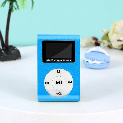 Portable MP3 Player with Clip - Mini USB LCD Screen MP3 Player, Support MP1, MP2, MP3 Music Formats, Built-in Rechargeable Battery,Includes Headphones, for Sports and Outdoor Activities Blue