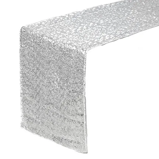 Tablecloth Polyester Fiber with Gold Sequins Table Cover for Table Home Wedding Decoration Argent 30x300cm/11.8x118.1in