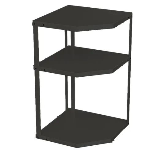 Kitchen Small Corner Shelf Rack Fan Shaped Space Saving Stable Carbon Steel Cookware Stand for Pots Pans 3 Layer Black 27x27x45.5cm