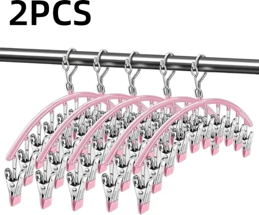 2 pieces - Clothes rack - sock clips - clothes hangers - storage accessories - suitable for drying socks and underwear - pink - 41*24.5 cm