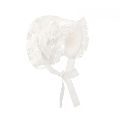 Baby Bonnet Hat Lace Christening Newborn Sun Cap Girl Lacy Beanie Infant Baptism Girls Summer Toddler Protection Eyelet Baby Hats Newborn