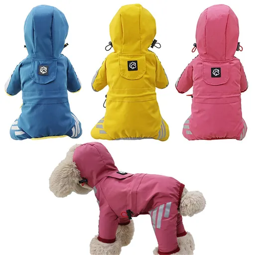 Dog Raincoat Waterproof Hooded Jacket Size L Pink