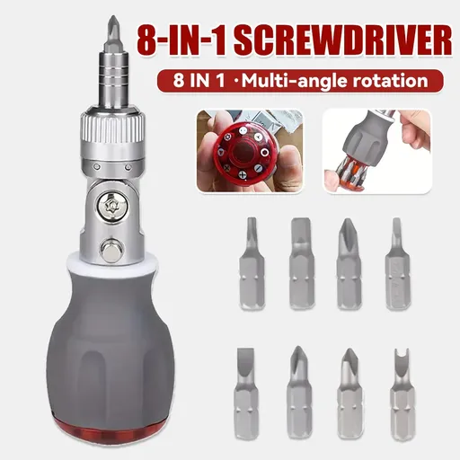 8 in 1 Multi Function Ratchet Screwdriver Durable Chrome Vanadium Steel Repair