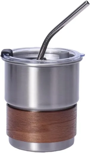 304 Stainless Steel Portable Coffee Pot - with Handle and Lid - Insulated - Suitable for Outdoor Camping - 300 ml - Stackable Design