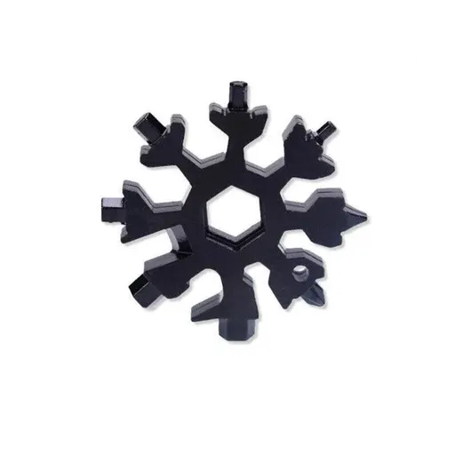 18 In 1 Stainless Multi-Tool Snowflake Keychain Wrench Screwdriver Bottle Opener - Black