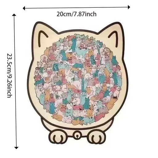 【Macaron Colors】Cat Collection Puzzle - Irregular Shaped Jigsaw with Adorable Kitten Pieces, Stacking Display Stand - Cute Home Decor & Brain Teaser for Ages 6+ - Unique Gift for Cat Lovers