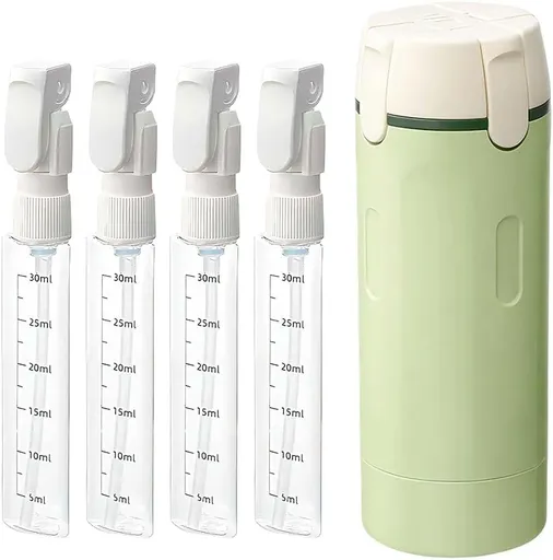 4 in 1 Travel Perfume Bottle Refillable, 4 Pack 30ML Travel Bottles for Toiletries, Leak-Proof & Portable Travel Dispensers Containers for Shampoo, Lotion (Green)