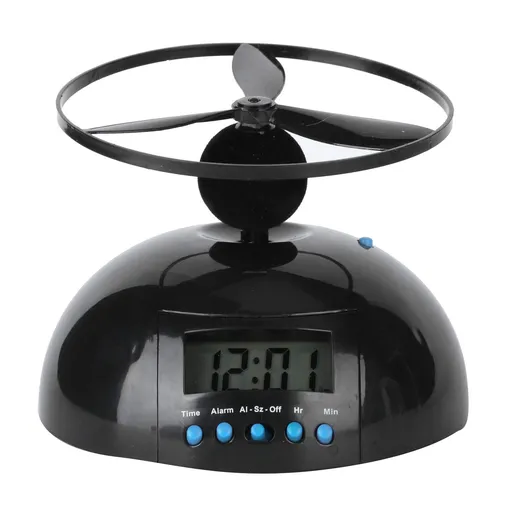 Alarm Clock Flying Mini Round Propeller Alarm Clock LCD Display Desktop Alarm Clock Digital Clock Run Away Rolling Helicopter