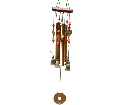 Metal Pipes Bell Copper Coin Wind Chime Ornament Garden Balcony Hanging Decor