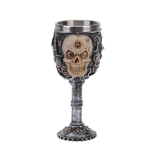 Mechanical Style Resin Skull Goblet, Unique Retro Bar Drinking Vessel, Desktop Ornament for Christmas & Halloween Theme Event