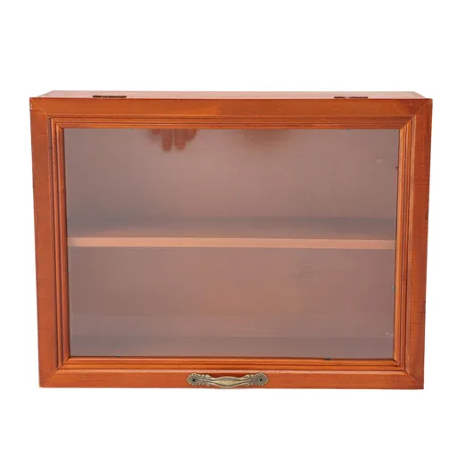 Wood Desktop Organizer Freestanding Wooden Display Shelves Desktop Display Cabinet for Mini Figures Cosmetics