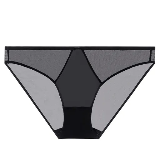 House Of Dasein Sexy Women's Underwear French Ultra-Thin Seamless Plus Size Panties With Cotton Crotch Lifting Low Waist Triangle Briefs - Black - L