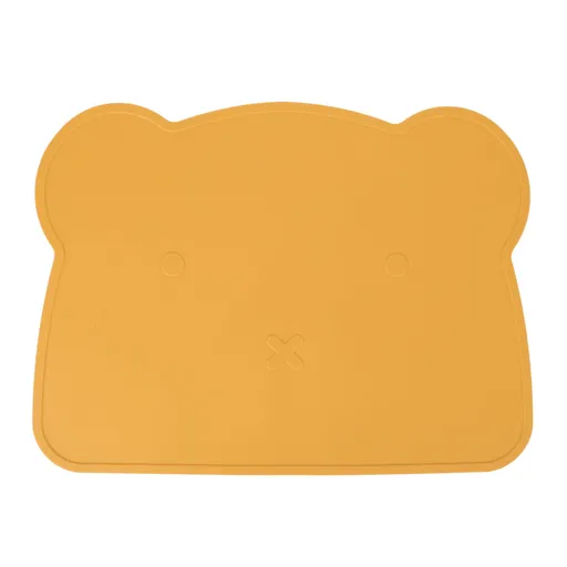 Silicone Placemat Thicken Heat Insulation Anti Slip Soft Elastic Silicone Bear Placemat for Home Hotel Restaurant Yellow