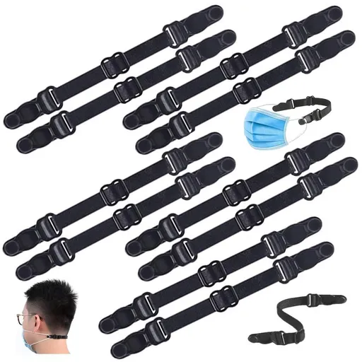 Mask Extender Strap, 10Pcs Elastic Fabric Mask Holder Clip Ear Protector with Adjustable Strap for Back of Head Ear