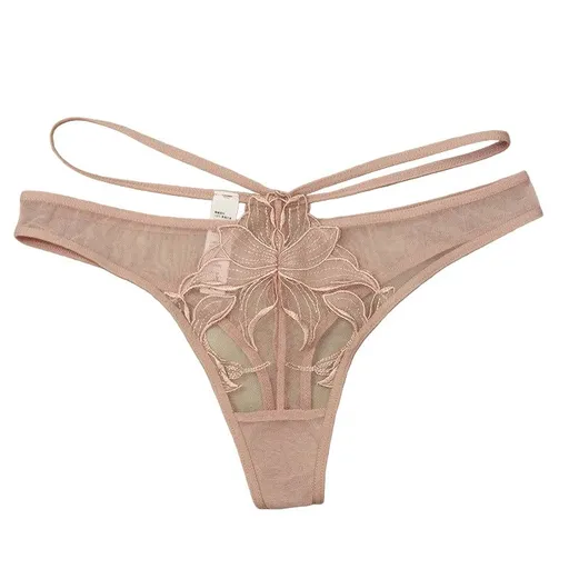 House Of Dasein Sexy Women's Underwear Thin Breathable Embroidered Lace Panties Hip-Lifting Low-Waist Plus-Size Thong - Fair Skin - Xl
