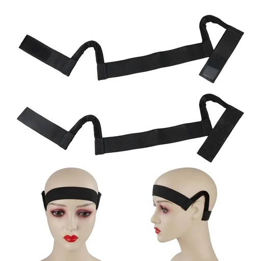 2 Pcs Lace Melting Band with C-Shaped Ear Cut Outs, Non-Slip Elastic Wig Band for Lace Front Wigs, Painless Wig Grip Band for Melting Lace & Edge Control, Hairline Melting Wrap for Women
