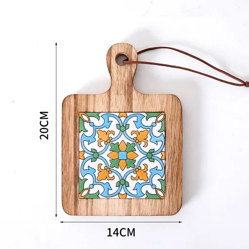 vintage trivet, wooden trivet, tile inlay trivet, heat resistant trivet, kitchen decor, hot pot pad, insulated trivet, Australian kitchen accessories, bench top protector, gift idea - Camel - Size 4
