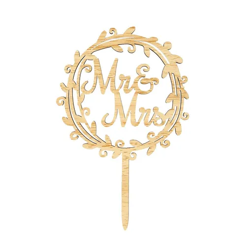 Chic Rustic Style Wedding Engagement Cake Topper, Mr and Mrs Wreath Cake Decoration, Wedding Anniversary Party Supplies