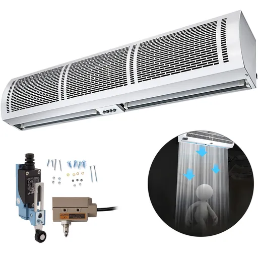 Air Curtain, 1.2m Electric Wind Curtain with Limit Switch, Max. 2204 CFM Air Flow, 3 Speeds Control Commercial Indoor Air Curtain, Ideal for Shops, Buildings