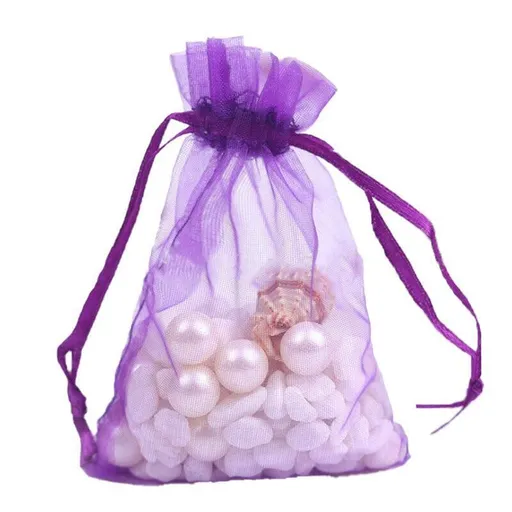 50 pcs Organza Bag Sheer Bags Jewellery Wedding Candy Packaging Sheer Bags 7*9 cm - Dark Purple/50PCS