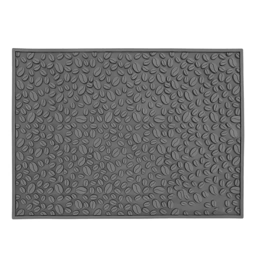 Coffee Mat Non Slip Water Draining PVC Pad Coffee Bean Design 40 x 30cm Grey