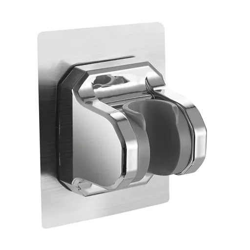 Shower Head Holder Strong Adhesive, No Drilling Wall Mount Adjustable Handheld Showerhead Bracket for RV Bathroom Shower, Fix, Silver, 10 x 7.5 cm