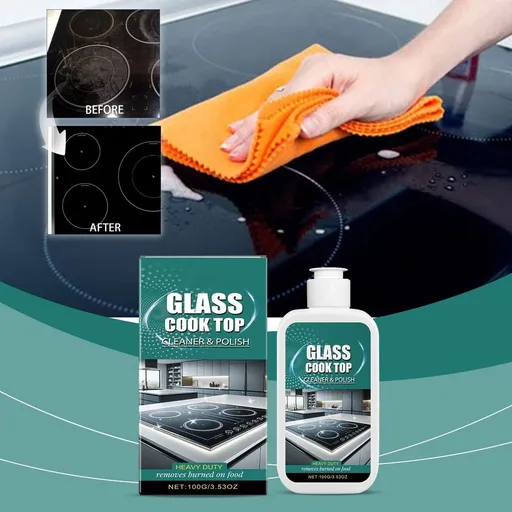 Cooktop And Stove Top Cleaner, Heavy Duty Cleaner And Polish, Removes Grease & Oily Residue, Streak Free Shine, For Daily Use On Ceramic, Induction Stove Top
