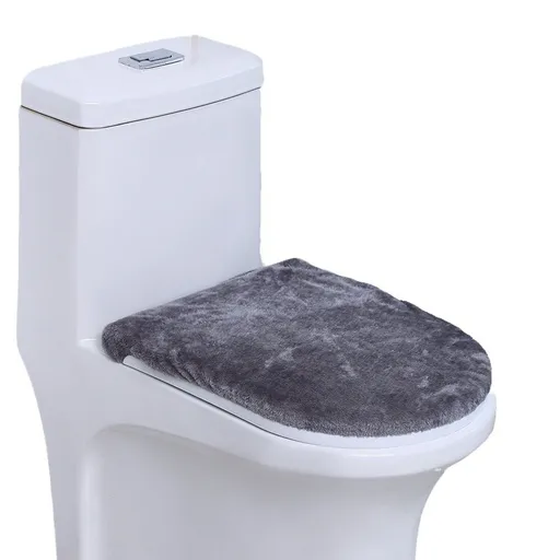 Toilet Lid Cover – velvet, dark gray, Soft & Absorbent, Non-Slip, Machine Washable Bathroom Lid Cover Mat