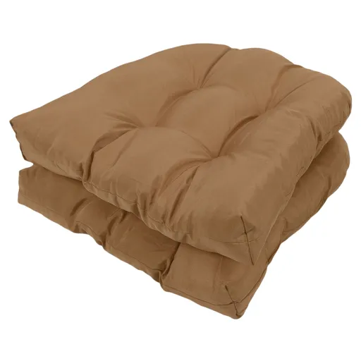 2pcs Outdoor Chair Cushions Tufted Patio Furniture Cushions Thick Outdoor Seat Cushion U Shaped Chair Pads 18.9x18.9in Light Brown