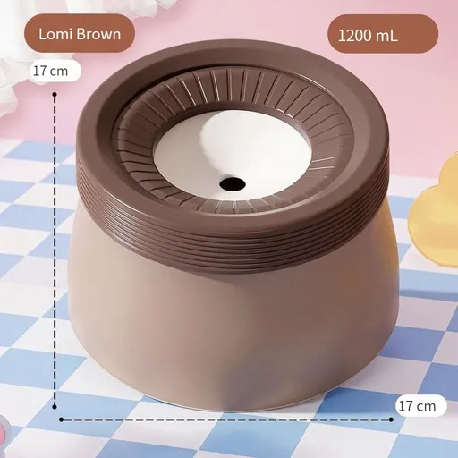 Pet Essential | Splash-Proof Non-Wet Mouth Water Bowl, Dogs and Cats Drink Freely and More Hygienically(Cocoa milk brown ✪1200ML)