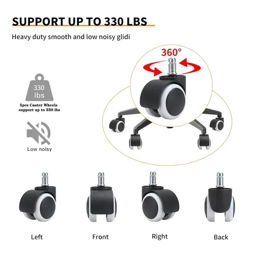 Office Chair Caster Wheels， Ball Bearings Chair Casters,Heavy Duty Computer Desk Chair Swivel Caster Wheel,5 Pack Castors