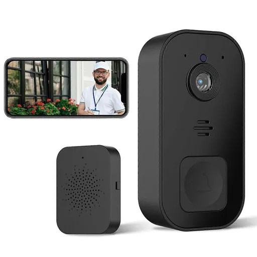 Wireless Video Doorbell Camera, 2.4GHz WiFi, Black