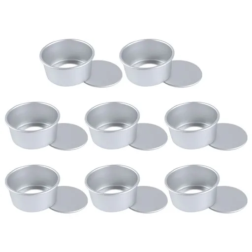 8 Pcs 4-Inch Anodized Round Chiffon Cake Pans Non-Stick Living Bottom Baking Molds for Household Use