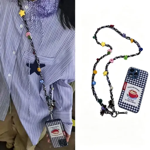 Unique Woven Floral Phone Lanyard | Holiday Daily Ornament | Handmade Halter Crossbody Phone Charm