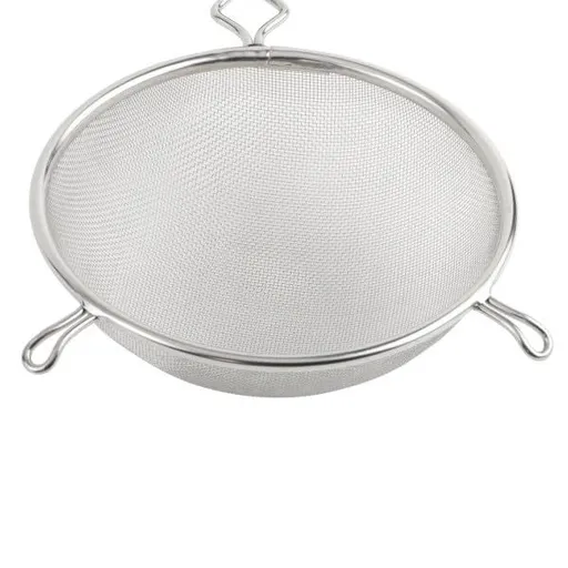 Double Fine Mesh Strainer Stainless Steel Handle Length Black Plastic Handle- Kitchen Utensil Food Strainer Skimmer Spoon