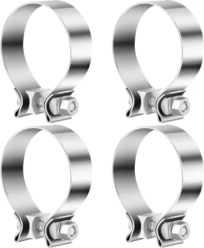 4 Pcs 3 Inch Muffler Clamp, Narrow Band Muffler Clamp Stainless Steel for Pipes and System Repair