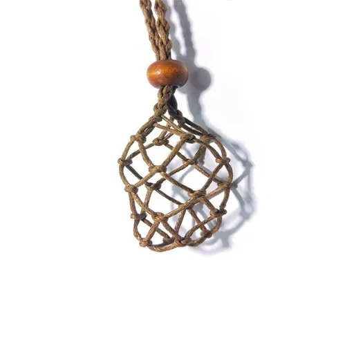 Empty Stone Holder Necklace Crystal Quartz Gemstone Cage Rope Cord Pendant DIY