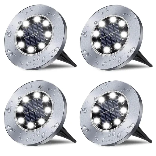 Solar Ground Lights, Waterproof Garden Upgraded Outdoor Bright in-Ground Landscape Lights for Pathway,Yard (4 Pack White Light)