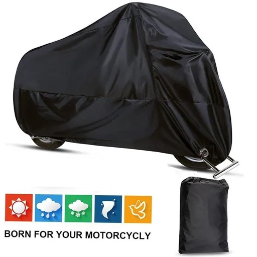 Motorcycle Cover, All Season Waterproof Outdoor Dustproof Durable Vehicle Cover with Lock Holes Fits up to Motorcycle