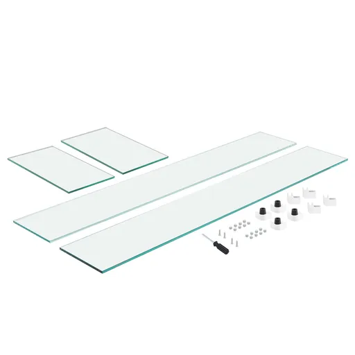 Glass Wind Guard for Rectangular Fire Pit Table 748 x 340 x 165 mm, 8mm Thick and Sturdy Tempered Glass Panel with Hard Aluminum Corner Bracket & Rubber Feet, Easy to Assemble