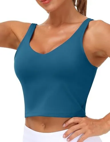 Longline Sports Bra for Yoga, Running & Fitness Activities with Medium Support, M (Teal)