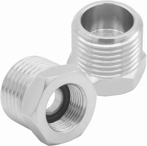 2 Pack Pipe Fitting Reducer Bushing, Nickel Plated Brass, 1/2 G Male to 3/8 Compression Female for Plumbing Connections